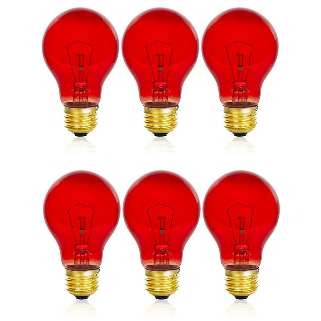 Mandala Crafts Clear 25 Watt Red Light Bulbs E26 Medium Base 120V 25W Red Bulbs