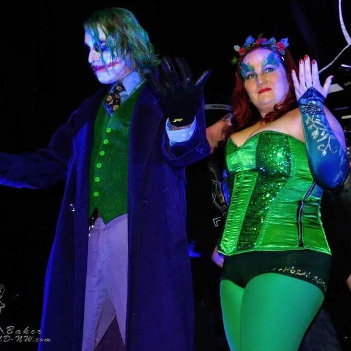 Winning the couple costume award at Studio 7 Halloween 2015