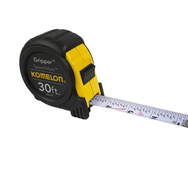 Komelon SM5430 Speed Mark Gripper Acrylic Coated Steel Blade Measuring Tape, 1-Inch X 30Ft,, 30'