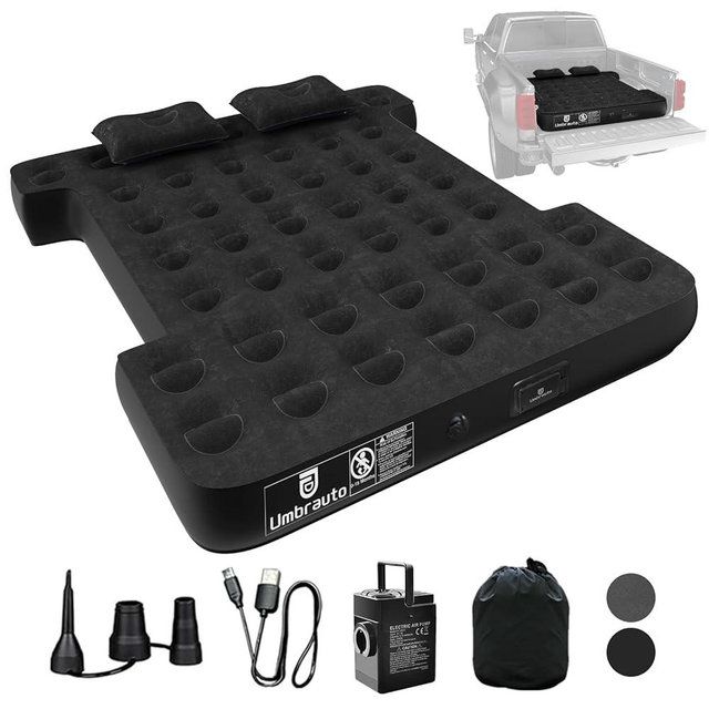 Umbrauto Air Mattress for 5.5-5.8ft Full Size Short Truck Bed, Inflatable Airbed with Rechargeable Pump for Truck Tent Camping