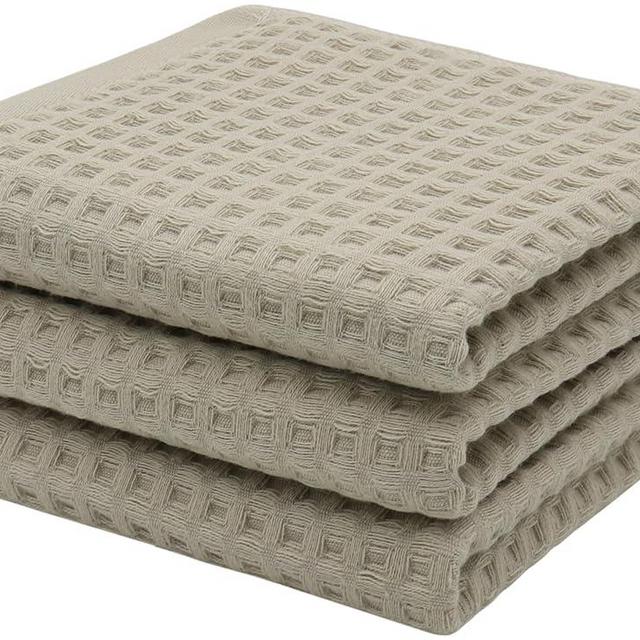Mia'sDream Cotton Waffle Bathroom Hand Towels Set, Premium Qualit Thin Face Towels 3 Pack, Quick Drying Facial Towels Fingertip Towels Hand Towels for Bathroom,13" x 27" (Khaki)