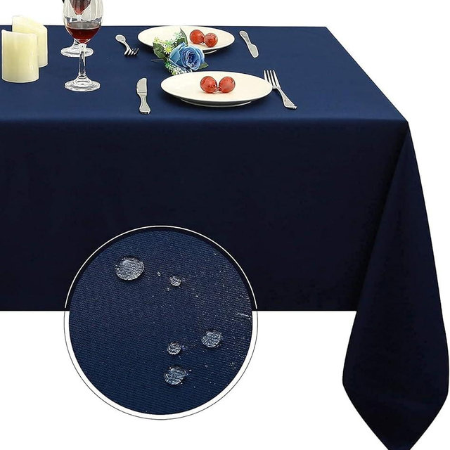 Obstal Rectangle Table Cloth, Oil-Proof Spill-Proof and Water Resistance Microfiber Tablecloth, Decorative Fabric Table Cover for Outdoor and Indoor Use (Navy Blue, 60 x 102 Inch)