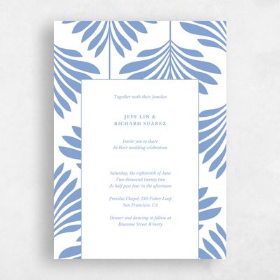 Dusty Blue Wedding Invitation - Mantova Frame Letterpress