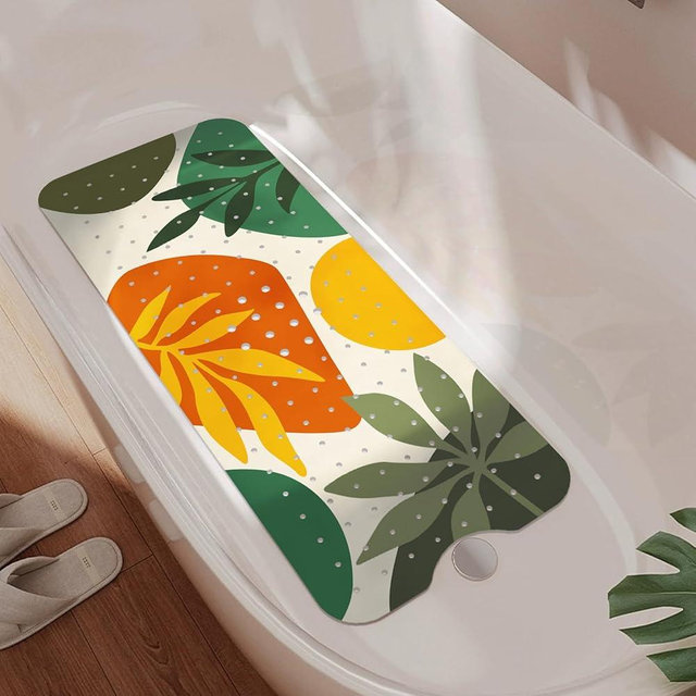 Non Slip Bathtub Mat, Bohemia Bath Mat for Tub, Extra Long Bathtub Mat Shower Mat with Suction Cups and Drain Holes for Elderly Kids Toddler Baby 40 X 16 Inch