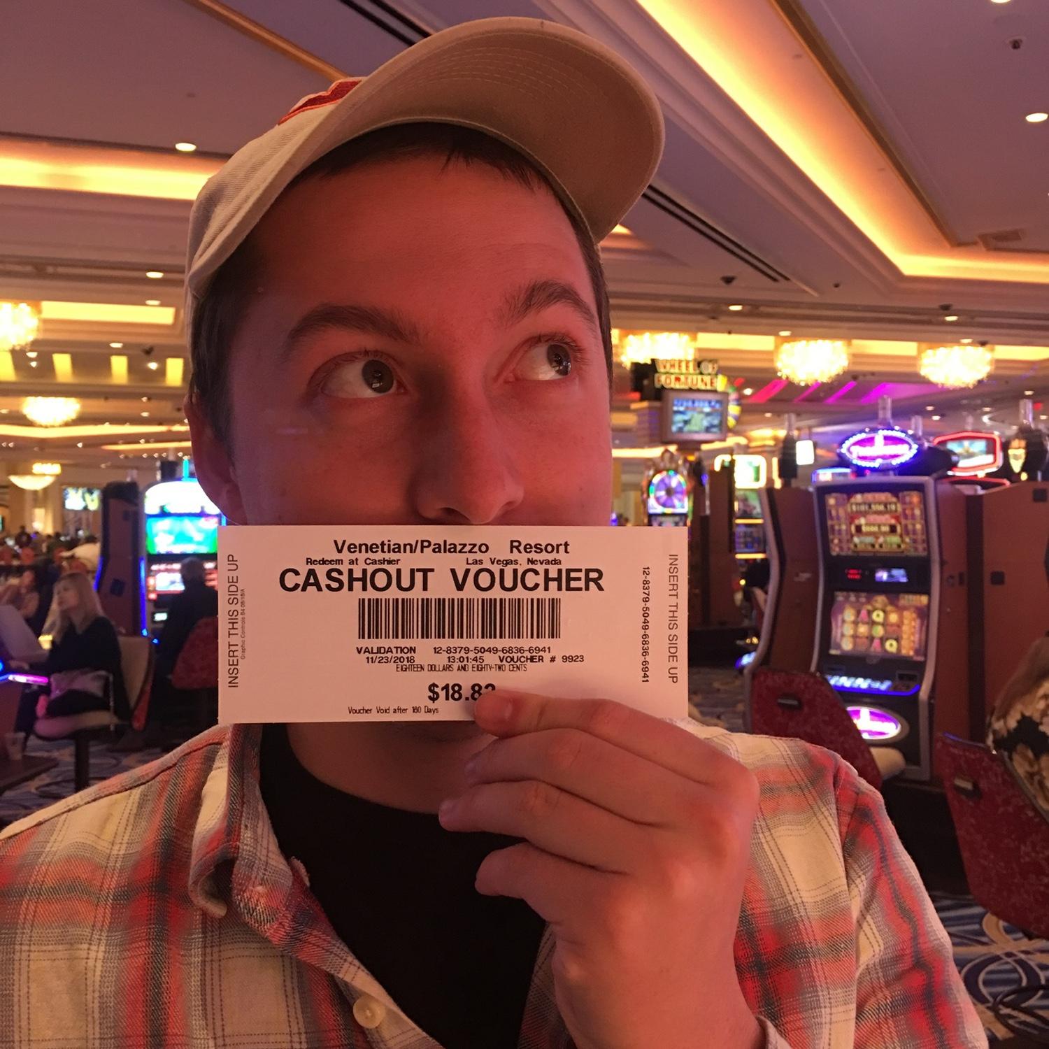Joey won some money in Vegas!