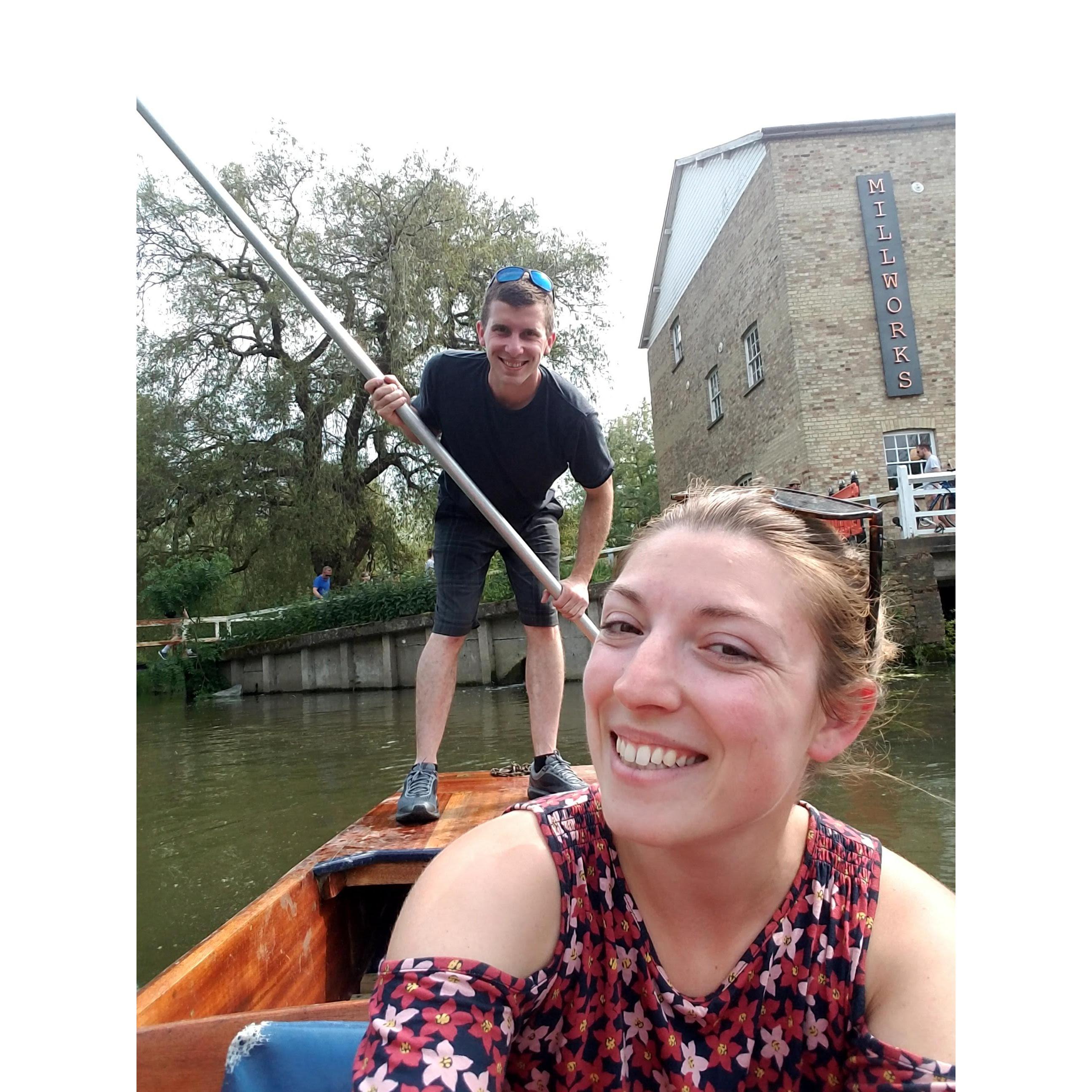 2018, Trying our luck at driving our own punt in Cambridge