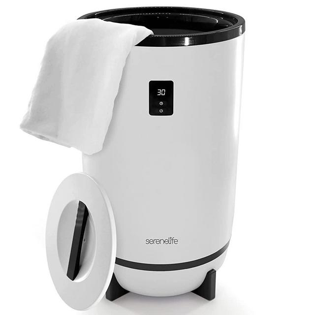 SereneLifeHome Single Touch Towel & Blanket Warmer with Fragrant Disc Holder and LED Ring (Black), White