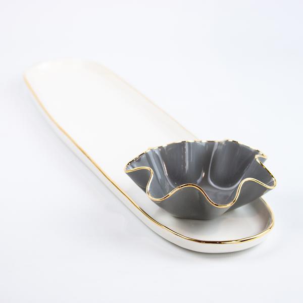 Cracker Tray + Size AA Bowl Set- Susan Gordon Pottery