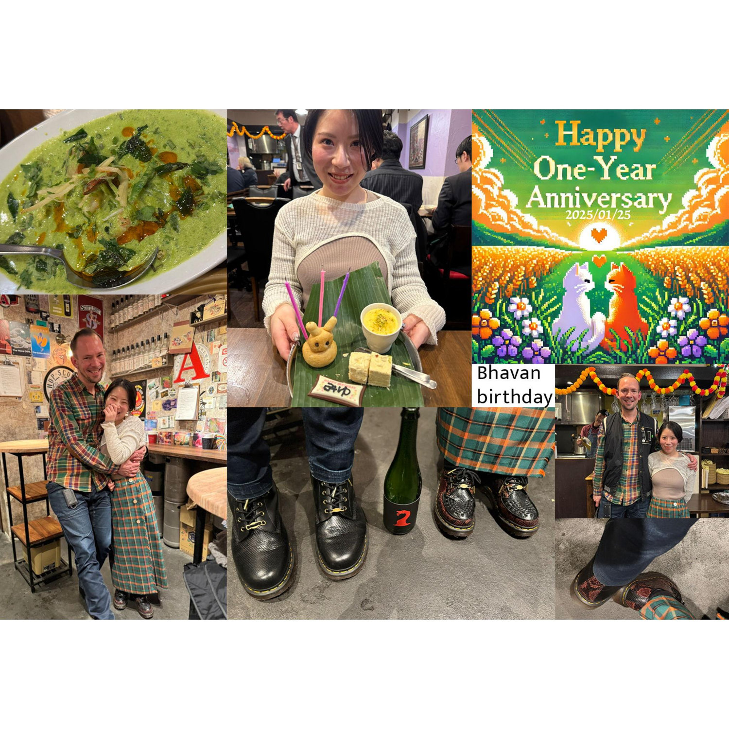 Accidental matching outfits, one year anniversary and Miyu's bday at Bhavan, the best curry on earth