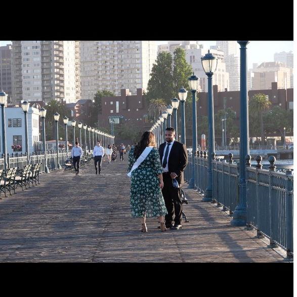 In absolute awe when Matthew proposed to Sinai at Pier 7