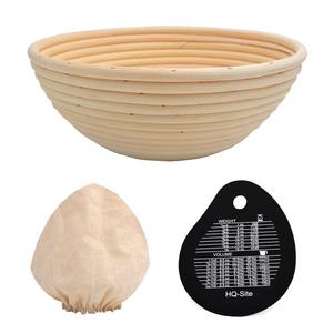 8.5" inch 3 IN 1 Banneton Brotform Bread Basket Set - for Artisan Bread Making ,Rising Round Crispy Crust Baked Bread Making Dough Shape Loaf Boules with silicone Bowl Scraper and Liner