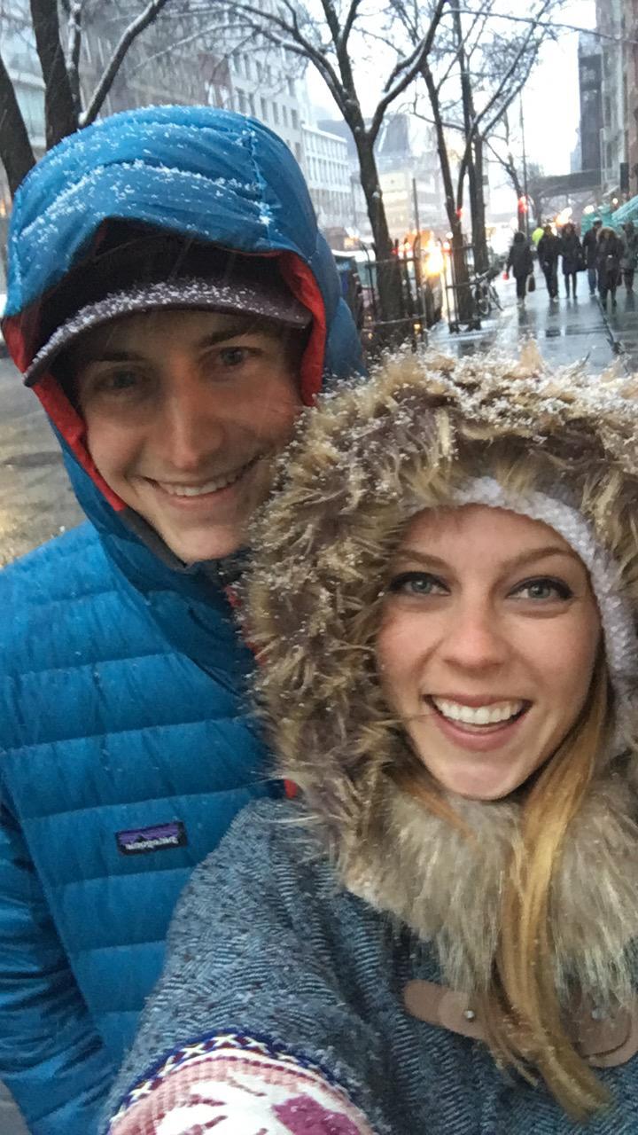 Walking through the snowy streets of Manhattan