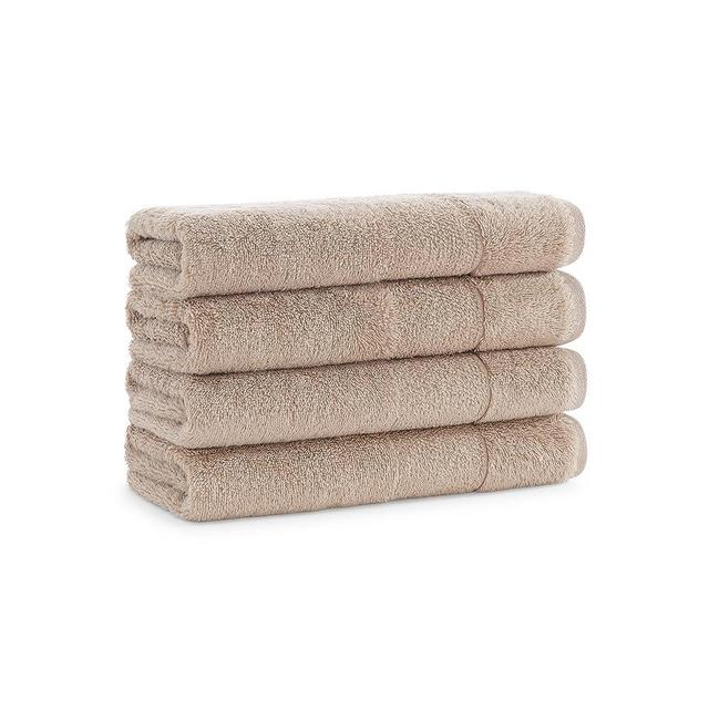 Aston & Arden Aegean Terry Hand Towels - (Set of 4) Ringspun Turkish Cotton Thick and Soft Absorbent Luxury Hotel and Spa Bathroom Towel, 600 GSM, 18 x 32 in, Hummus