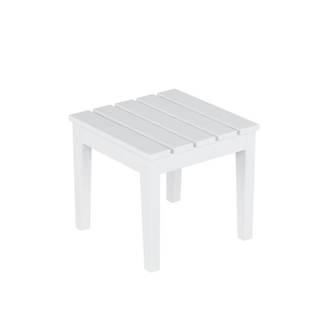 Costaelm Small Outdoor Side Table, Patio End Table Weather Resistant Outdoor Coffee Table, Square Outdoor Conversation Table for Indoor, Porch, Balcony, Garden, Poolside, Deck, White