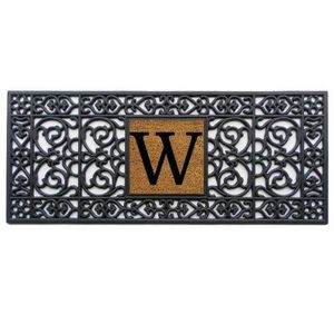Home and More - Home & More 170011741W Doormat, 17" x 41" x 0.60", Monogrammed Letter W, Black