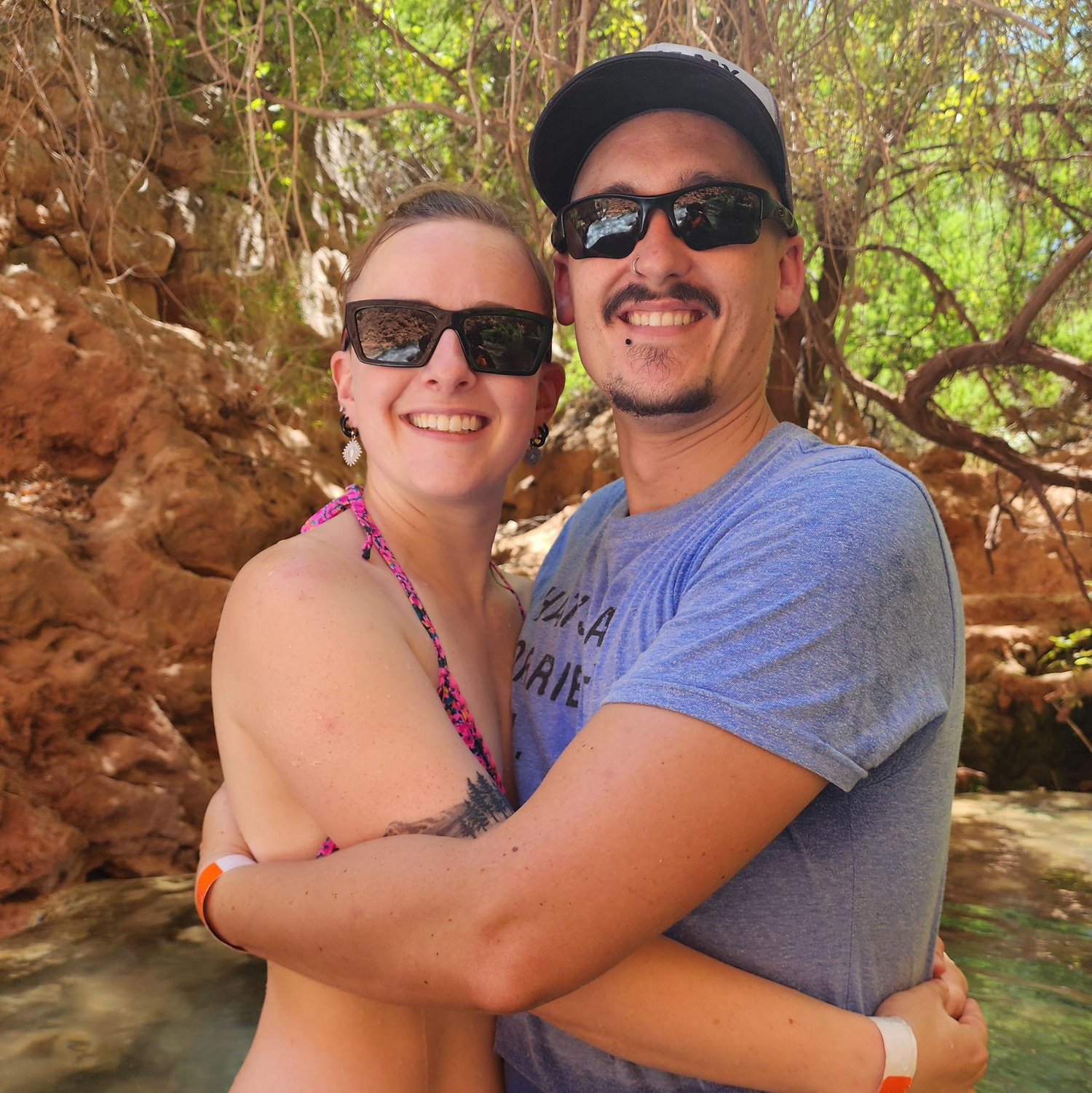 Hiking somewhere deep in Havasu Canyon on our first backpacking trip! Kyle proposed a week after this.