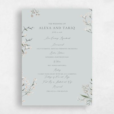Blue Sage Mist Wedding Program - Sweetbay