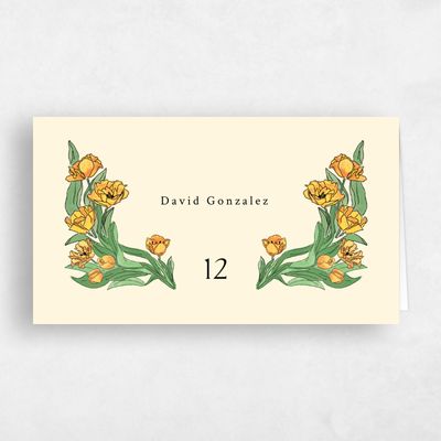 Cream, Yellow Wedding Place Card - Willmore