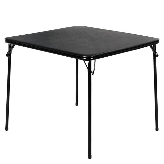 VECELO 34'' Folding Card Table with Black PU Padded Tabletop, Portable Multifunctional for Indoor/Outdoor, Home, Parties, Picnics, Games