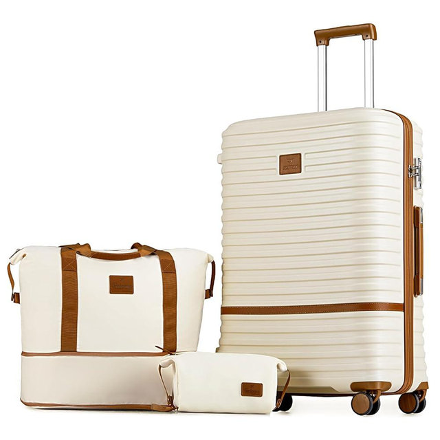 Joyway 28 Inch Large Luggage Hardside Suitcase with Spinner Wheel, Lightweight 3 Piece Suitcase Set with TSA Lock(White)