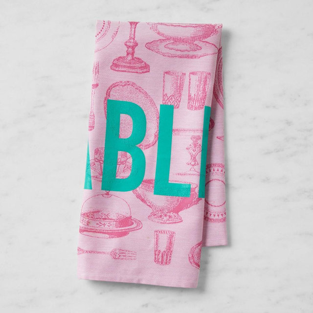 Jacquard Francais Á Table! Tea Towels, Pink