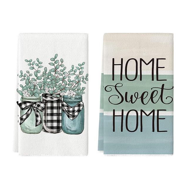Artoid Mode Plank Vase Eucalyptus Sweet Home Kitchen Towels Dish Towels, 18x26 Inch Seasonal Spring Summer Decoration Hand Towels Set of 2