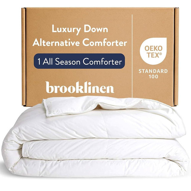 Brooklinen Lightweight Down Alternative Comforter - King/Cali King - Cooling Summer Duvet Insert for Hot Sleepers - 100% Cotton Sateen, Breathable Recycled Fill, Baffle Box - Soft & Airy Bedding