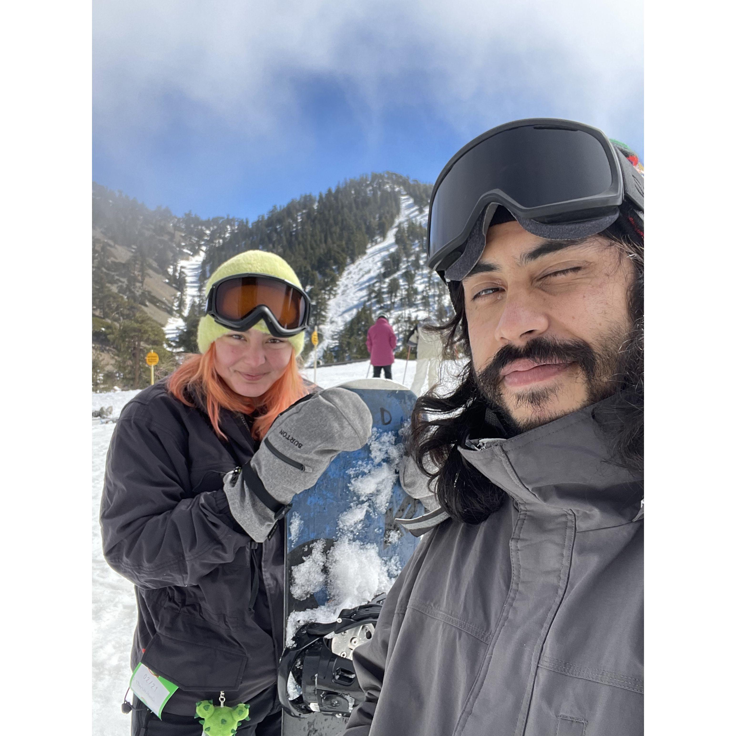 Jay struggled to teach me how to snowboard this year