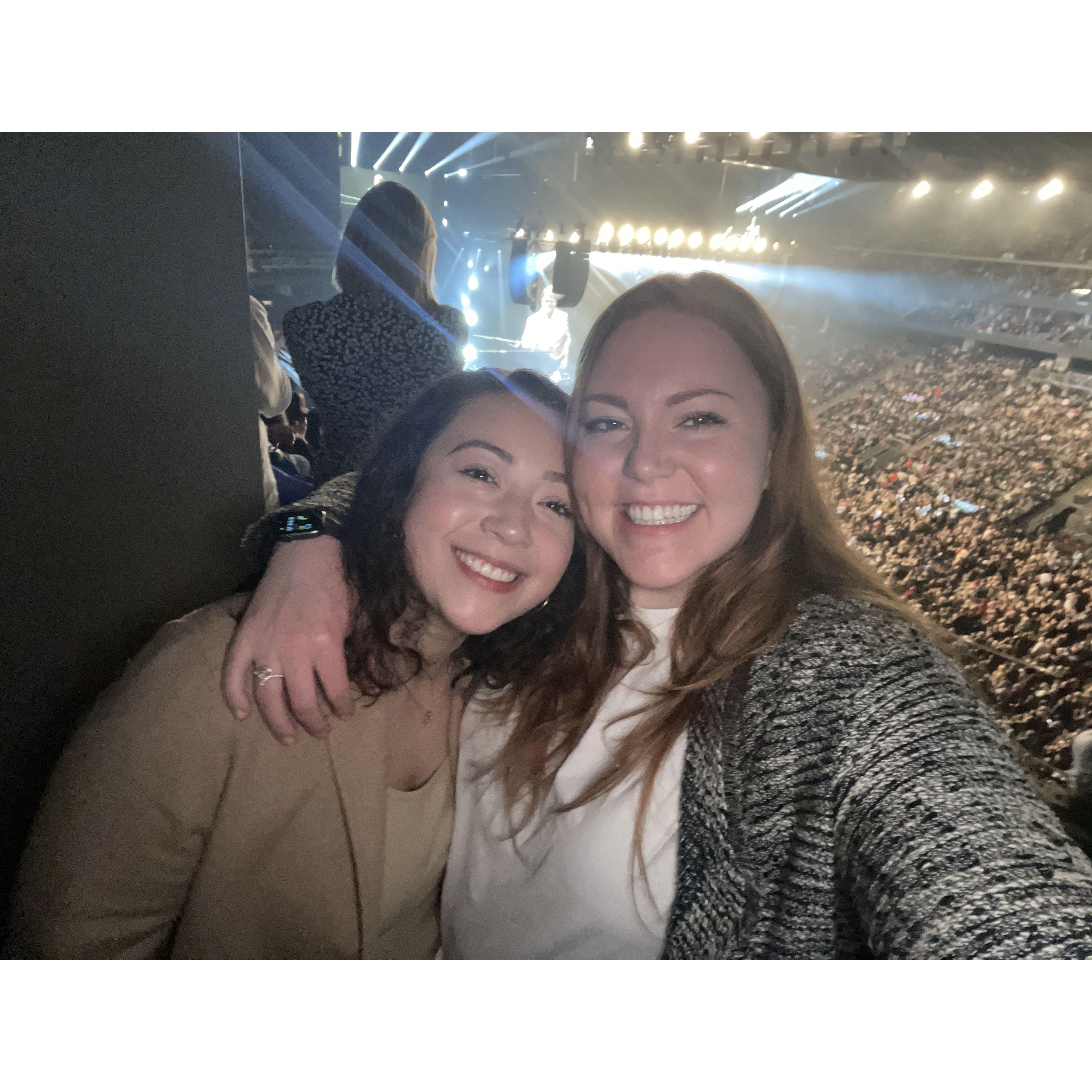 February 2022: Celebrating our engagement at Elton John's last tour