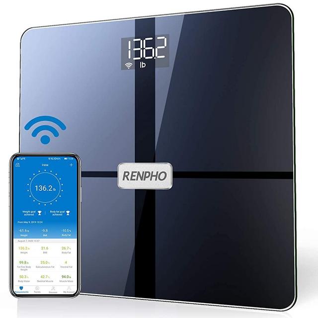 RENPHO Premium Wi-Fi Bluetooth Scale Smart Digital Bathroom Weight BMI Body  Fat Scale Tracks 13 Metrics, Wireless Body Composition Analysis & Health  Monitor with ITO Coating Technology, Dark Blue