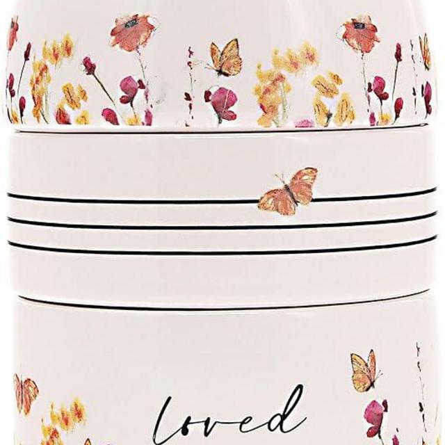 Pavilion - Loved Beyond Measure - 6-inch Stackable Ceramic Kitchen Measuring Cup - ¼, ⅓, ½, 1 Cup, Rustic, Antique, Farmhouse Design For Kitchen, Mason Jar Measuring Cup, 1 Count, Cream