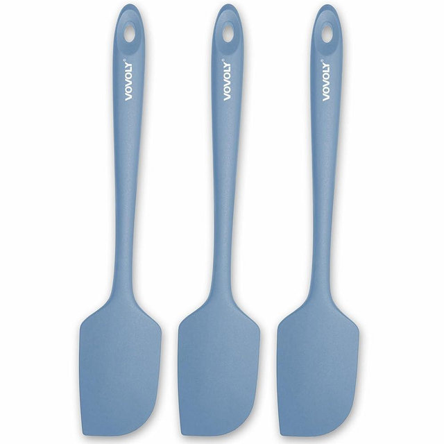 3 Pack Large Silicone Spatula for Kitchen,600°F Heat resistant Rubber Spatulas for Baking,Cooking, Scraping,and Mixing,Non Stick Kitchen Utensils, BPA Free, 11.2 IN, Starry Blue