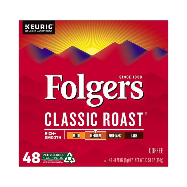 Folgers Classic Medium Roast Coffee - Keurig K-Cup Pods - 48ct