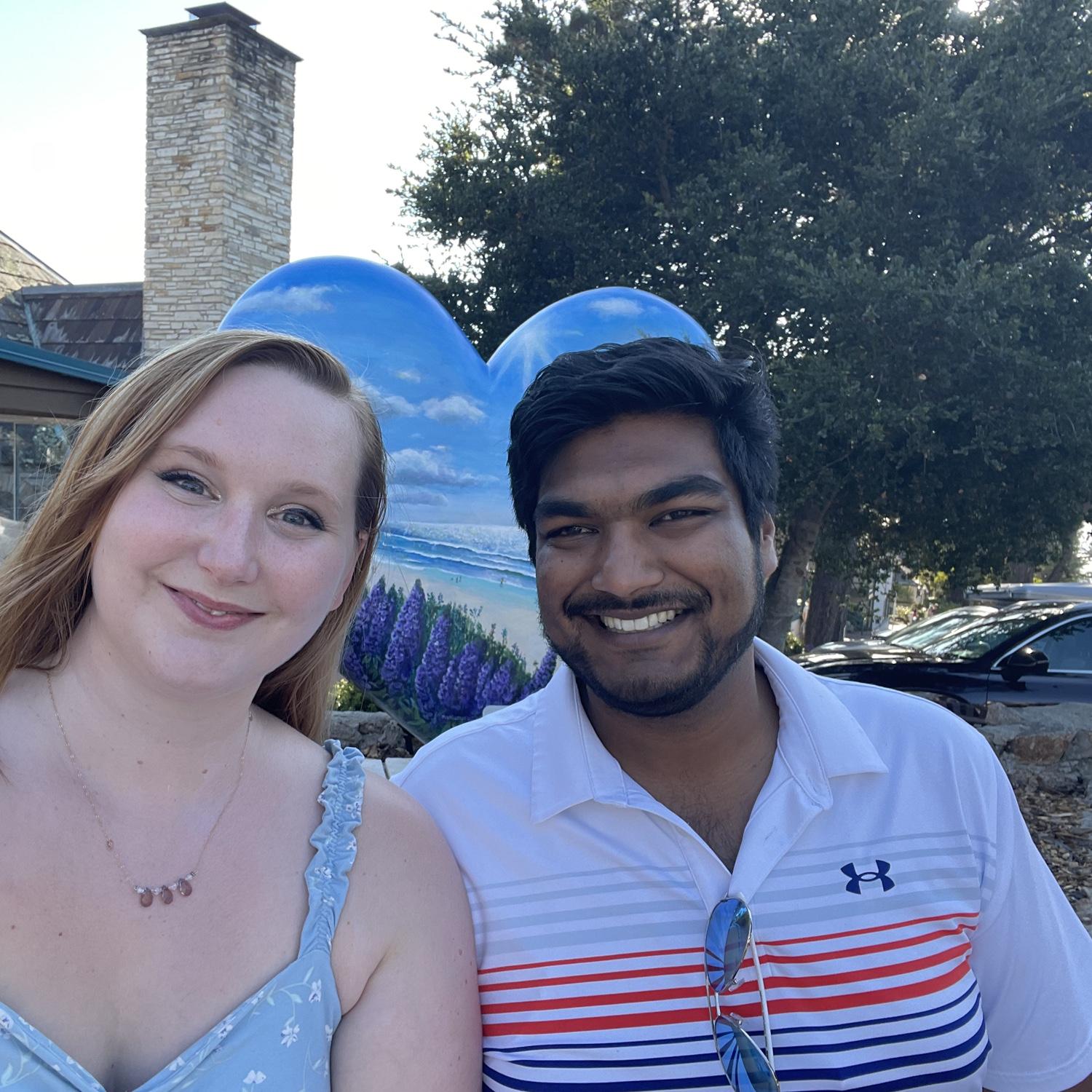We were in Carmel by the Sea and they have this beautiful painted heart so we decided to sit down and take a picture here