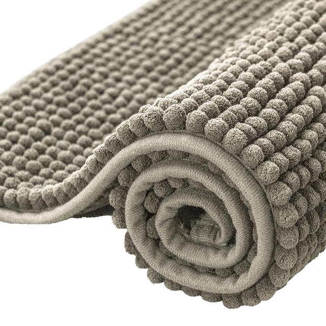 subrtex Bathroom Rugs Chenille Bath Rug Soft Short Plush Bath Mat Soft Shower Mat Water Absorbent Shower Mat Quick Dry Machine Washable(Taupe Brown,16" x 24")