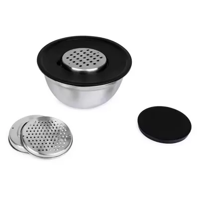 6-Piece Stainless Steel Bowl & Grater Set – 4.5 Qt Mixing Bowl with Lids and 3-Piece Grater