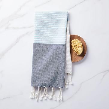 Colorblock Hammam Hand Towel, Light Pool