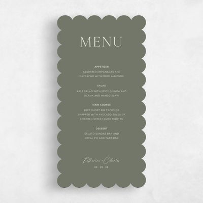 Green Scalloped Wedding Menu - Brockway