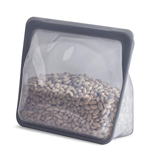 Stasher 100% Silicone Food Grade Reusable Storage Bag, Ash (Stand-Up) | Plastic Free Lunch Bag | Cook, Store, Sous Vide, or Freeze | Leakproof, Dishwasher-Safe, Eco-friendly, Non-Toxic | 56 Oz