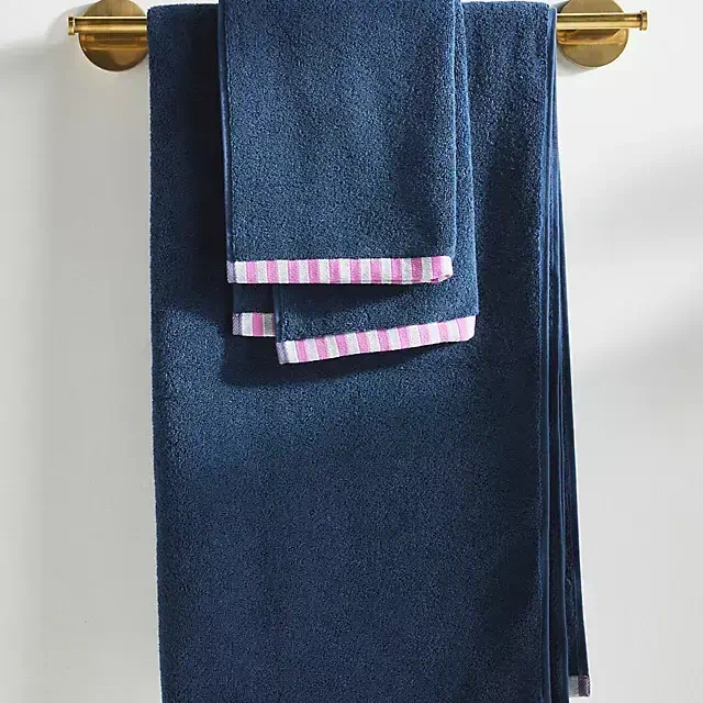 The Sloane Stripe Trim Soft Cotton Towel Collection