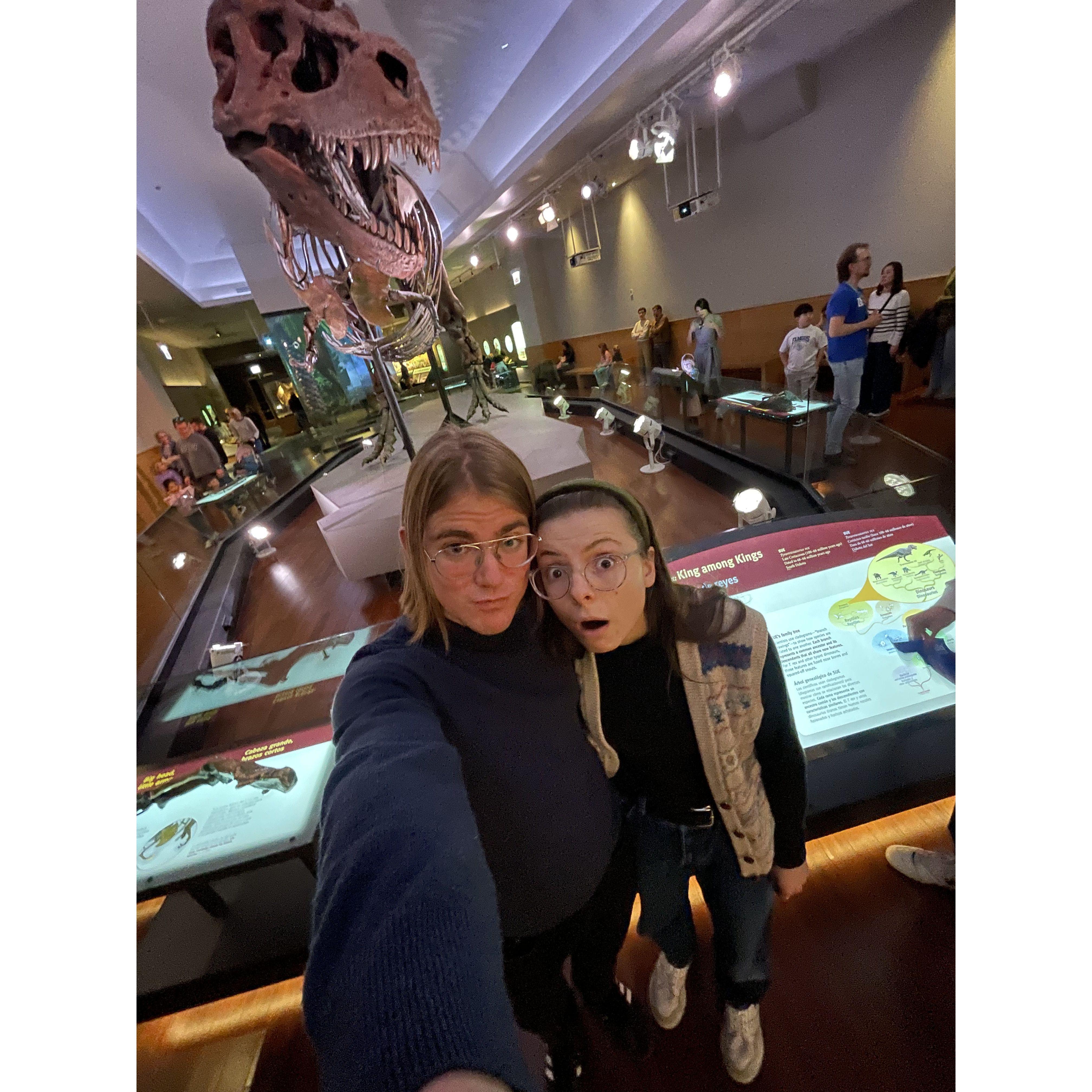 Here's us in front of Sue the dinosaur.