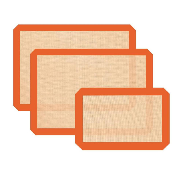 Silicone Baking Mat, Reusable Silicone Oven Baking Sheet, Heat Resistant Nonstick Food Safe Baking Mat for Cookie, Bread, Pastry (Pack of 3) (Orange)