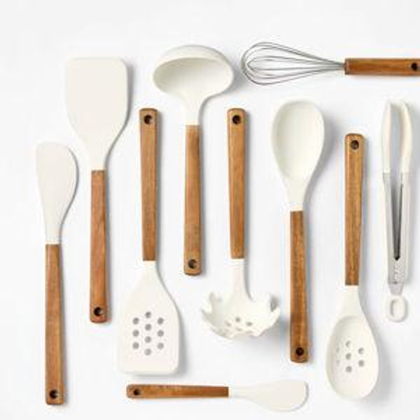 10pc Silicone/Acacia Kitchen Utensil Set - Figmint™