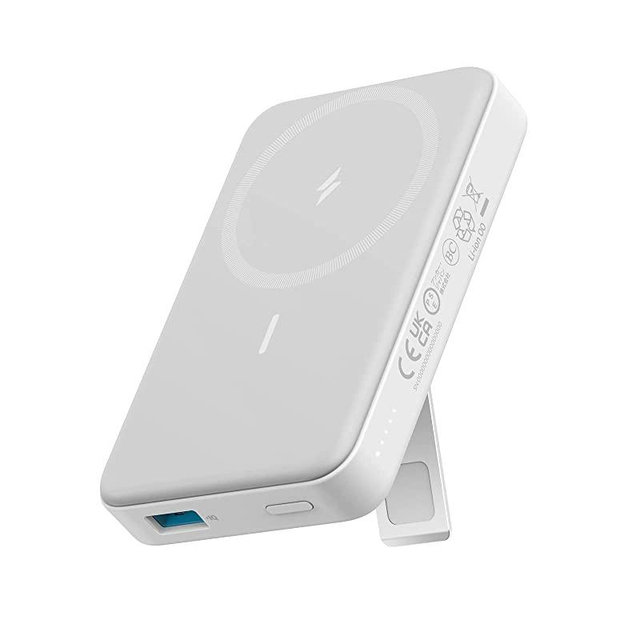 Anker 633 Magnetic Battery (MagGo), 10,000mAh Foldable Magnetic Wireless Portable Charger, 20W USB-C Power Delivery for iPhone 14/14 Pro / 14 Pro Max, iPhone 13/12 Series (White)