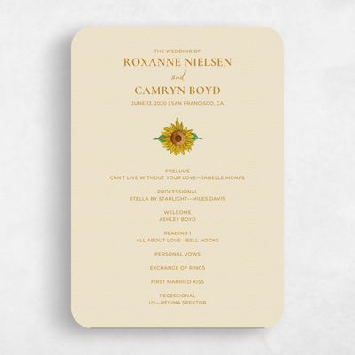 Beige Rounded Wedding Program - Bonnie
