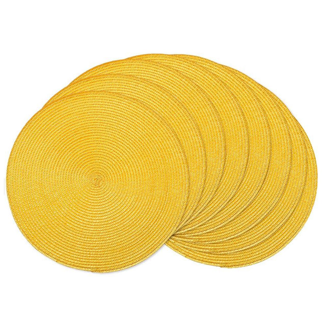 AHHFSMEI Round Braided Placemats 15 Inch Round Table Mats for Dining Tables Natural Woven Heat Resistant Place mats Set of 8 (Yellow,8)
