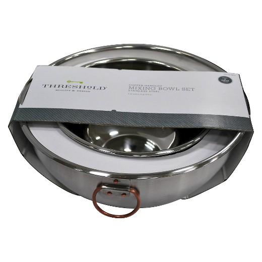 Stainless Steel Mixing Bowl Set of 2 with Copper Ring - Threshold™