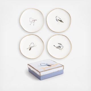 Pacifica Bird Appetizer Plate, Set of 4