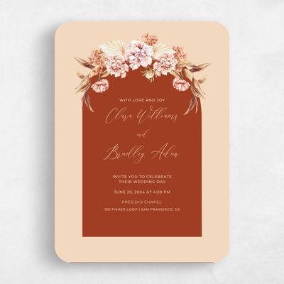 Orange Rounded Wedding Invitation - Caoba Classic