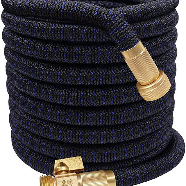 75ft Garden Hose Expandable Hose Lightweight Extra Strength Fabric and 4-Layer Latex Core, 3/4" Solid Brass Fittings, No-Kink, Best Choice for Watering and Washing